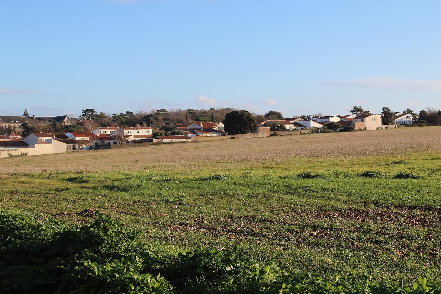 parcelle agricole, on aperçoit au loin des habitations