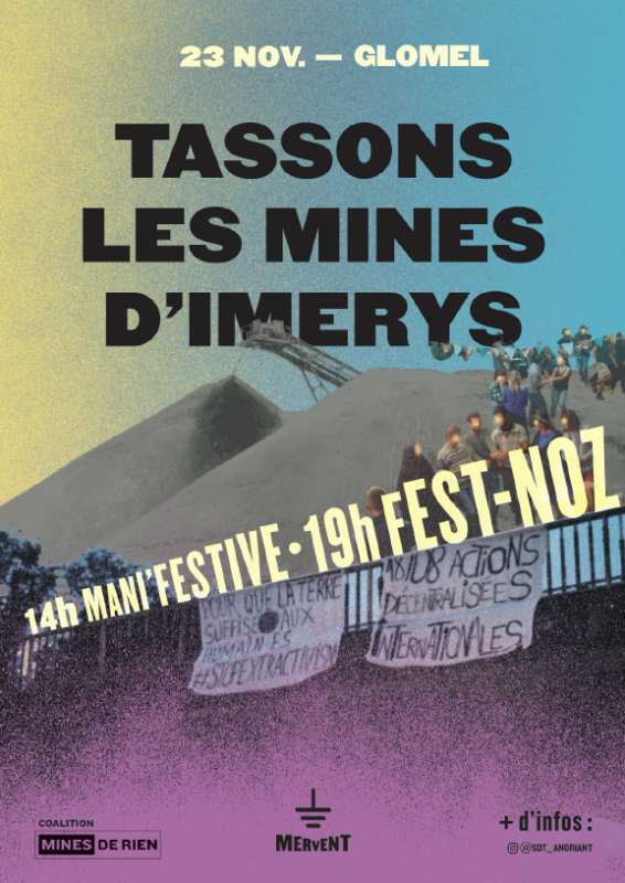 affiche de la mobilisation contre la mine d'Imerys à Glomel