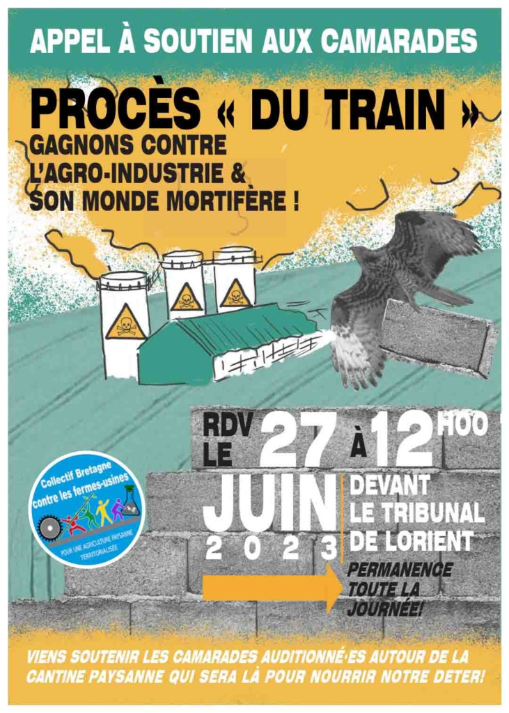 Affiche d'appel au rassemnlement de soutien le 27 juin devant le tribunal de Lorient à 12 h
