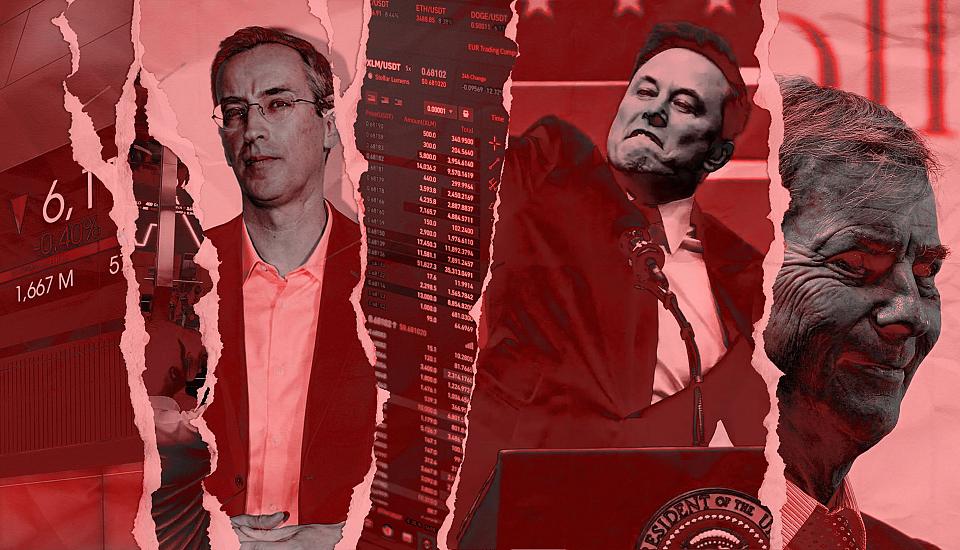 Montage avec les photos des milliardaires Stérin, Musk et Bolloré.