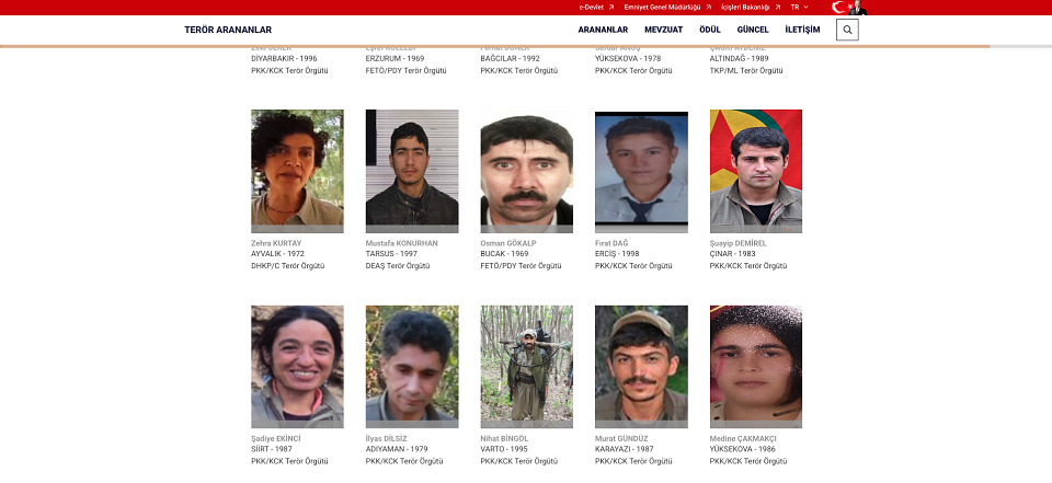Une capture d'écran de page web, où figurent des portraits et des noms.