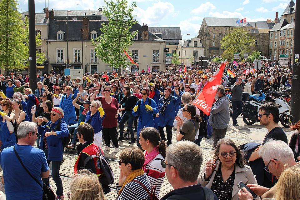  Manifestation du 1er mai 2023 au Mans pendant la mobilisation contre la réforme des retraites