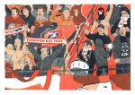 Dessin représentant une tribune du stade rennais avec, à côté des supporters, un groupe de hooligans néo-nazis
